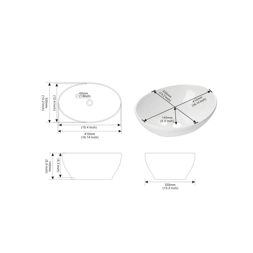 Dyconn 16.14 in. x 13.2 in. Vessel Sink in White 5 Dyconn 16.14 in. x 13.2 in. Vessel Sink in White - Image 3