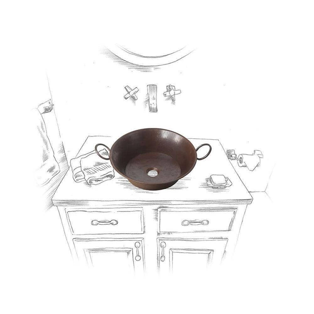 SINKOLOGY Copernicus All-In-One 21 in. Copper Bathroom Vessel Sink with Pfister Ashfield Bronze Faucet and Drain 7 SINKOLOGY Copernicus All-In-One 21 in. Copper Bathroom Vessel Sink with Pfister Ashfield Bronze Faucet and Drain - Image 5