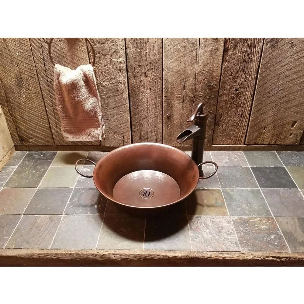 SINKOLOGY Copernicus All-In-One 21 in. Copper Bathroom Vessel Sink with Pfister Ashfield Bronze Faucet and Drain 4 SINKOLOGY Copernicus All-In-One 21 in. Copper Bathroom Vessel Sink with Pfister Ashfield Bronze Faucet and Drain - Image 2