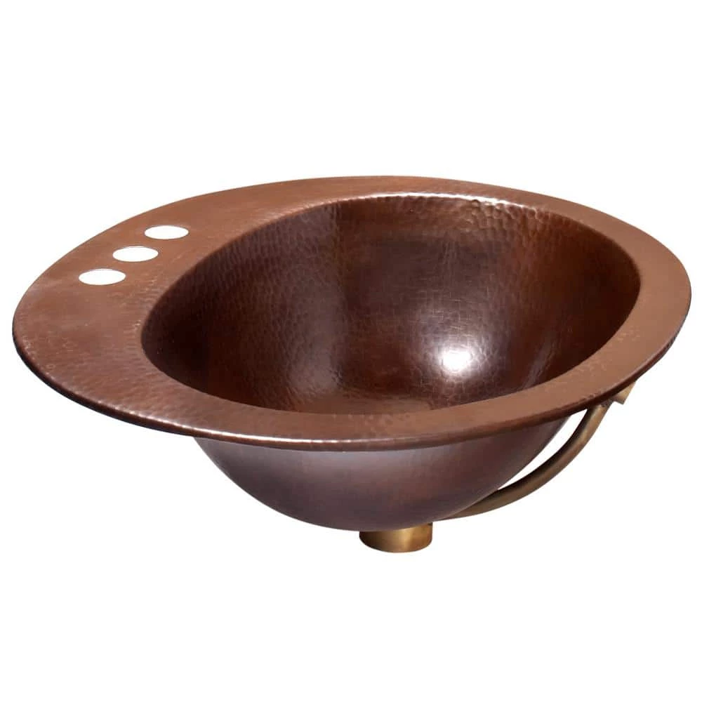SINKOLOGY Seville 20 in. Drop-In Copper Bath Sink in Aged Copper 4 in. Faucet Holes with Overflow 5 SINKOLOGY Seville 20 in. Drop-In Copper Bath Sink in Aged Copper 4 in. Faucet Holes with Overflow - Image 3