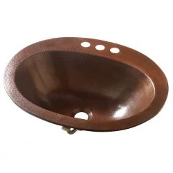 SINKOLOGY Seville 20 in. Drop-In Copper Bath Sink in Aged Copper 4 in. Faucet Holes with Overflow