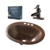 SINKOLOGY Seville All-In-One 20 in. Drop-In Copper Bathroom Sink with Pfister Bronze Ashfield Faucet and Drain in Aged Copper