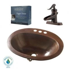 SINKOLOGY Seville All-In-One 20 in. Drop-In Copper Bathroom Sink with Pfister Bronze Ashfield Faucet and Drain in Aged Copper -Bathroom Sinks Sales aged copper sinkology drop in bathroom sinks bod 0903bc f042 66 1000