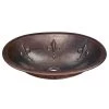 SINKOLOGY Franklin Fleur-De-Lis Custom Made Dual Mount Copper Bathroom Sink with Bowl Design in Aged Copper -Bathroom Sinks Sales aged copper sinkology drop in bathroom sinks sb299 19flr 64 1000