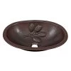 SINKOLOGY Franklin Leaf Custom Made Dual Mount Handmade Pure Solid Copper Bathroom Sink with Bowl Design in Aged Copper -Bathroom Sinks Sales aged copper sinkology drop in bathroom sinks sb299 19lf 64 1000