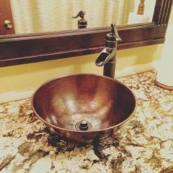 SINKOLOGY Hubble 14 in. Solid Copper Bathroom Vessel Sink in in Aged Copper -Bathroom Sinks Sales aged copper sinkology vessel sinks brv 1405bc 31 1000