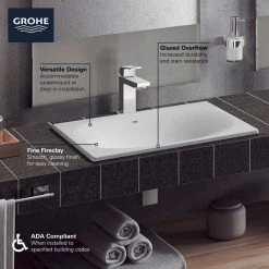 GROHE Eurocube 21 in. Undermount Bathroom Sink in Alpine White -Bathroom Sinks Sales alpine white grohe undermount bathroom sinks 39660000 40 1000
