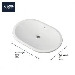 GROHE Essence 24 in. Undermount Bathroom Sink in Alpine White -Bathroom Sinks Sales alpine white grohe undermount bathroom sinks 39673000 a0 1000