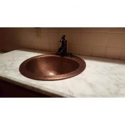 SINKOLOGY Bell Drop-In Handmade Copper Bathroom Sink with 4 in. Faucet Holes and Overflow in Antique Copper 12 SINKOLOGY Bell Drop-In Handmade Copper Bathroom Sink with 4 in. Faucet Holes and Overflow in Antique Copper -Bathroom Sinks Sales antique copper sinkology drop in bathroom sinks sb101 19ac 4f 1000