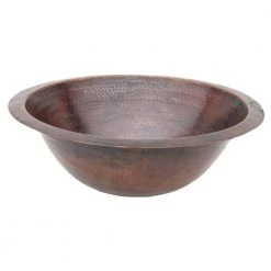 Eden Bath Round Copper Drop In or Undermount Sink Bowl in Antique Dark