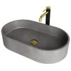 VIGO Concreto Stone 24 in. Concrete Oval Vessel Bathroom Sink in Gray with Lexington Faucet and Pop-Up Drain in Matte Gold -Bathroom Sinks Sales ash vigo vessel sinks vgt2027 64 1000