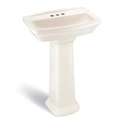 Glacier Bay Designer Series 24 in. Pedestal Sink Basin with 4 in. Faucet Center in Biscuit