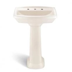 Glacier Bay Designer Series 30 in. Pedestal Sink Basin with 8 in. Faucet Center in Biscuit -Bathroom Sinks Sales biscuit glacier bay pedestal sinks n2490l 30 8 bis c3 1000