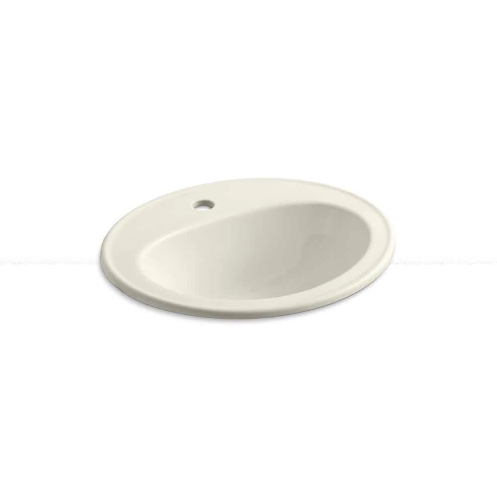 KOHLER Pennington Drop-In Vitreous China Bathroom Sink in Biscuit with Overflow Drain 3 KOHLER Pennington Drop-In Vitreous China Bathroom Sink in Biscuit with Overflow Drain