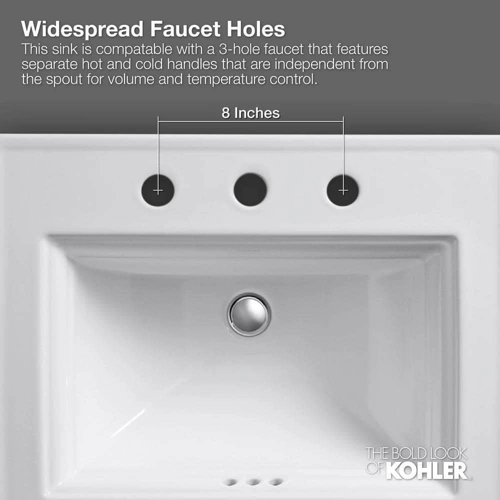 KOHLER Pennington Drop-In Vitreous China Bathroom Sink in Biscuit with Overflow Drain 13 KOHLER Pennington Drop-In Vitreous China Bathroom Sink in Biscuit with Overflow Drain - Image 11