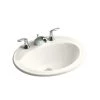 KOHLER Pennington Drop-In Vitreous China Bathroom Sink in Biscuit with Overflow Drain -Bathroom Sinks Sales biscuit kohler drop in bathroom sinks k 2196 8 96 64 1000