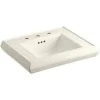 KOHLER Memoirs 24 in. Ceramic Pedestal Sink Basin in Biscuit with Overflow Drain