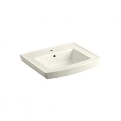 KOHLER Archer 4 in. Vitreous China Pedestal Sink Basin in Biscuit with Overflow Drain