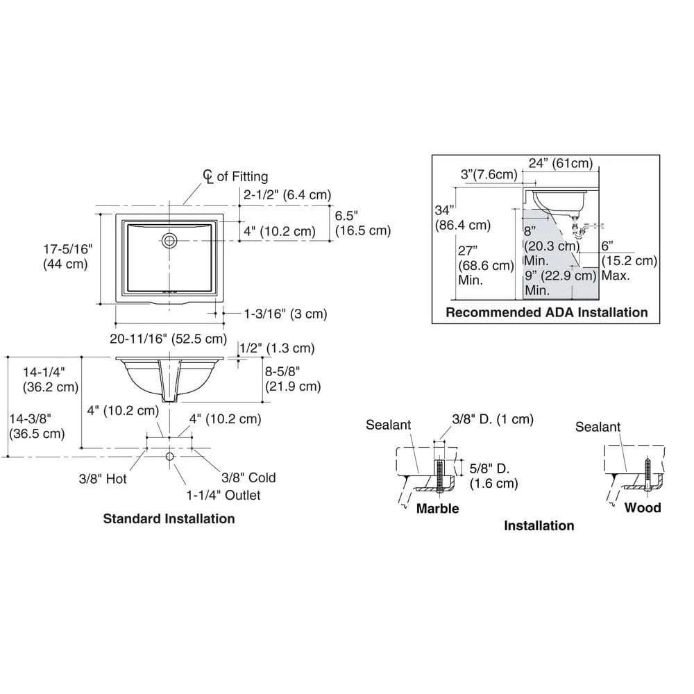 KOHLER Memoirs Vitreous China Undermount Bathroom Sink in Biscuit with Overflow Drain 7 KOHLER Memoirs Vitreous China Undermount Bathroom Sink in Biscuit with Overflow Drain - Image 5