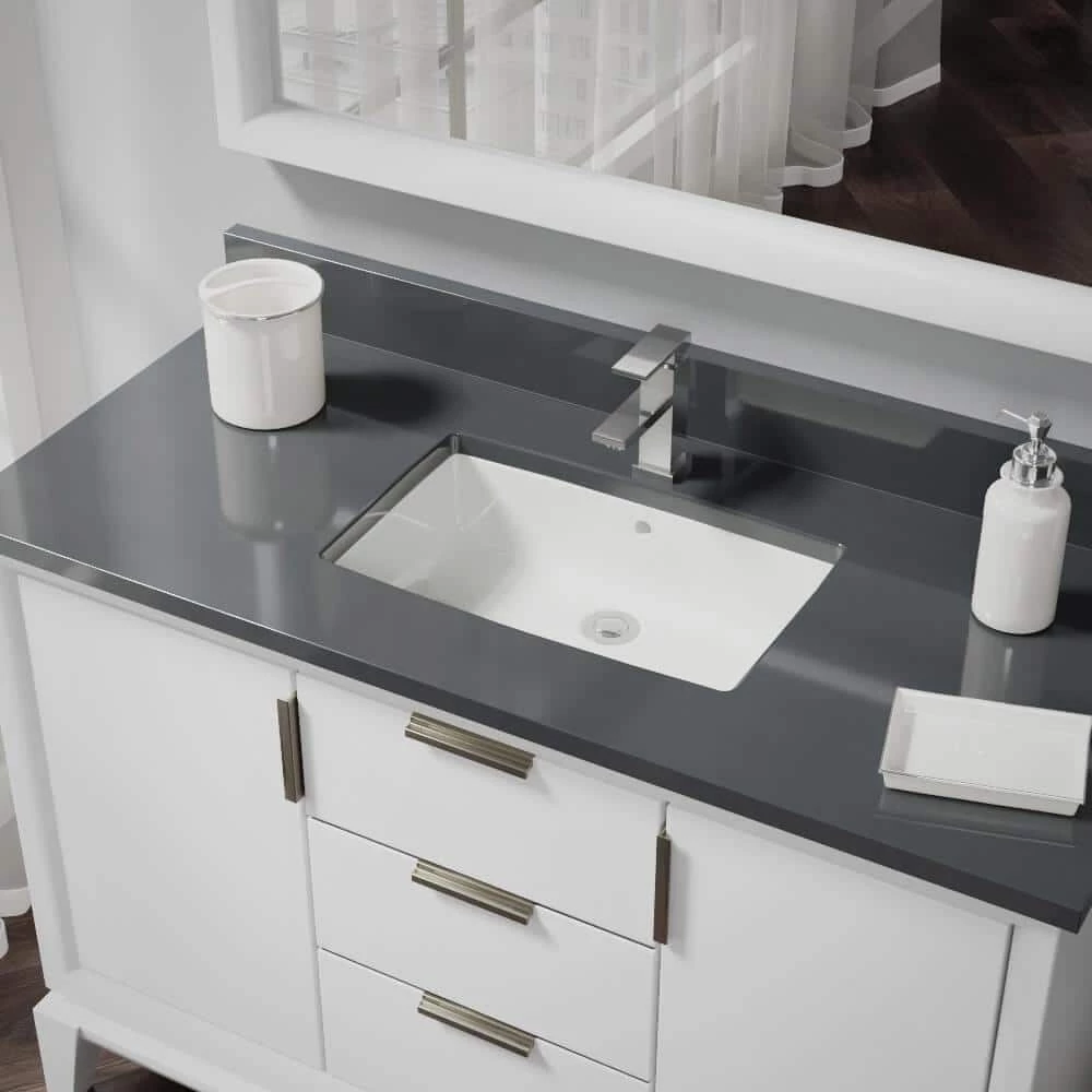 Rene Undermount Porcelain Bathroom Sink in Biscuit with Pop-Up Drain in Chrome 3 Rene Undermount Porcelain Bathroom Sink in Biscuit with Pop-Up Drain in Chrome