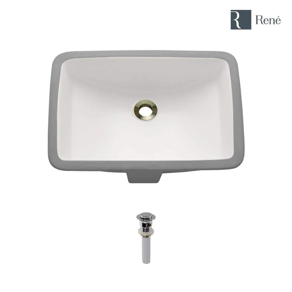 Rene Undermount Porcelain Bathroom Sink in Biscuit with Pop-Up Drain in Chrome 5 Rene Undermount Porcelain Bathroom Sink in Biscuit with Pop-Up Drain in Chrome - Image 3