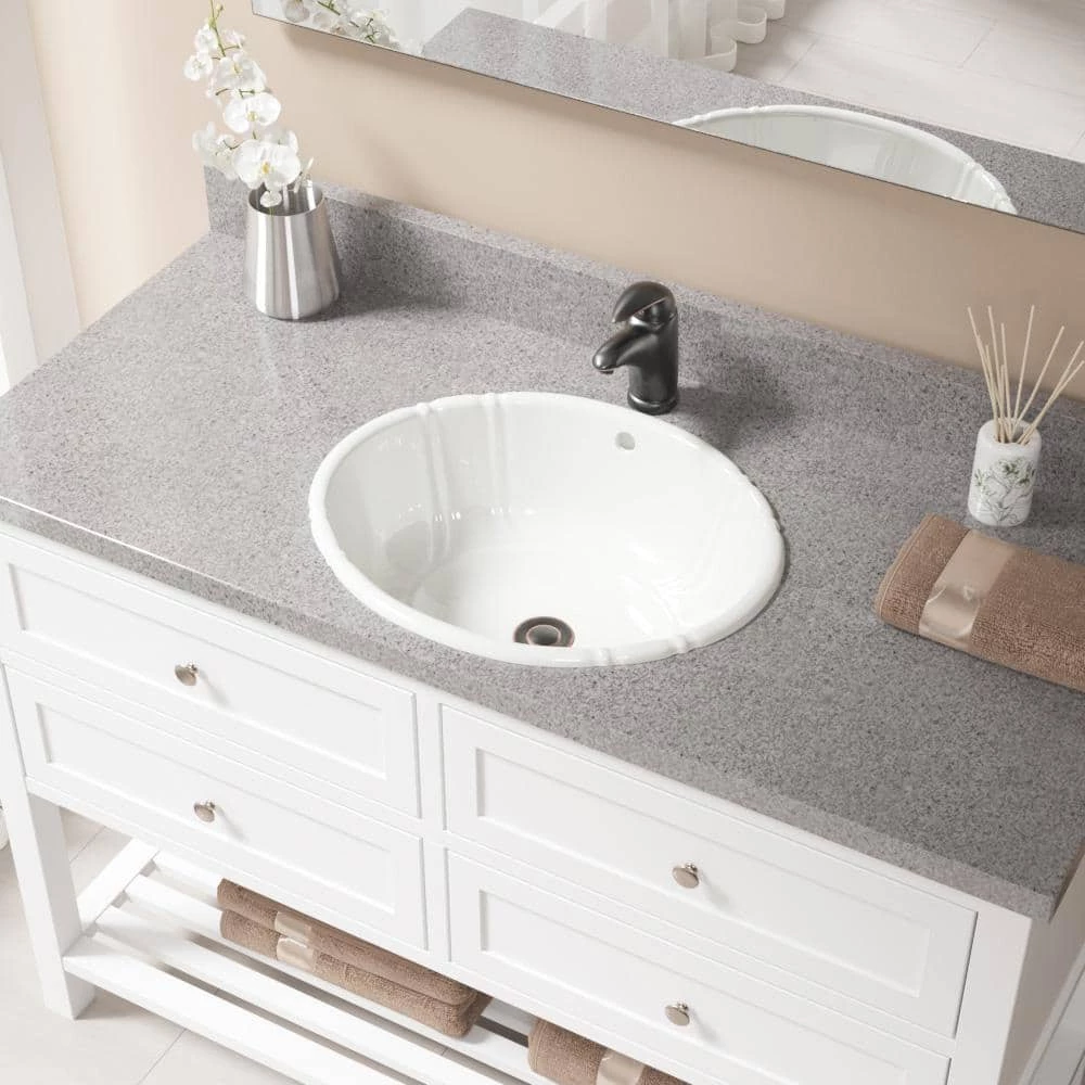MR Direct Dual-Mount Porcelain Bathroom Sink in Bisque with Pop-Up Drain in Antique Bronze 4 MR Direct Dual-Mount Porcelain Bathroom Sink in Bisque with Pop-Up Drain in Antique Bronze - Image 2