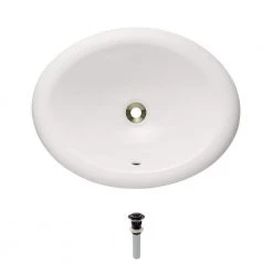 MR Direct Overmount Porcelain Bathroom Sink in Bisque with Pop-Up Drain in Antique Bronze