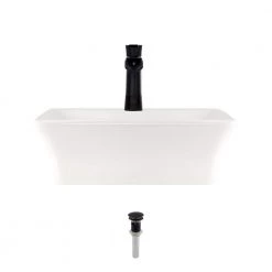 MR Direct Porcelain Vessel Sink in Bisque with 732 Faucet and Pop-Up Drain in Antique Bronze