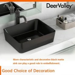 DEERVALLEY Classic Black Ceramic Rectangular Vessel Sink -Bathroom Sinks Sales black deervalley vessel sinks dv 2v031 1d 1000
