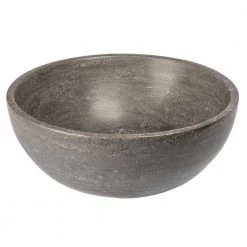 Eden Bath Small Round Stone Vessel Sink in Black Limestone