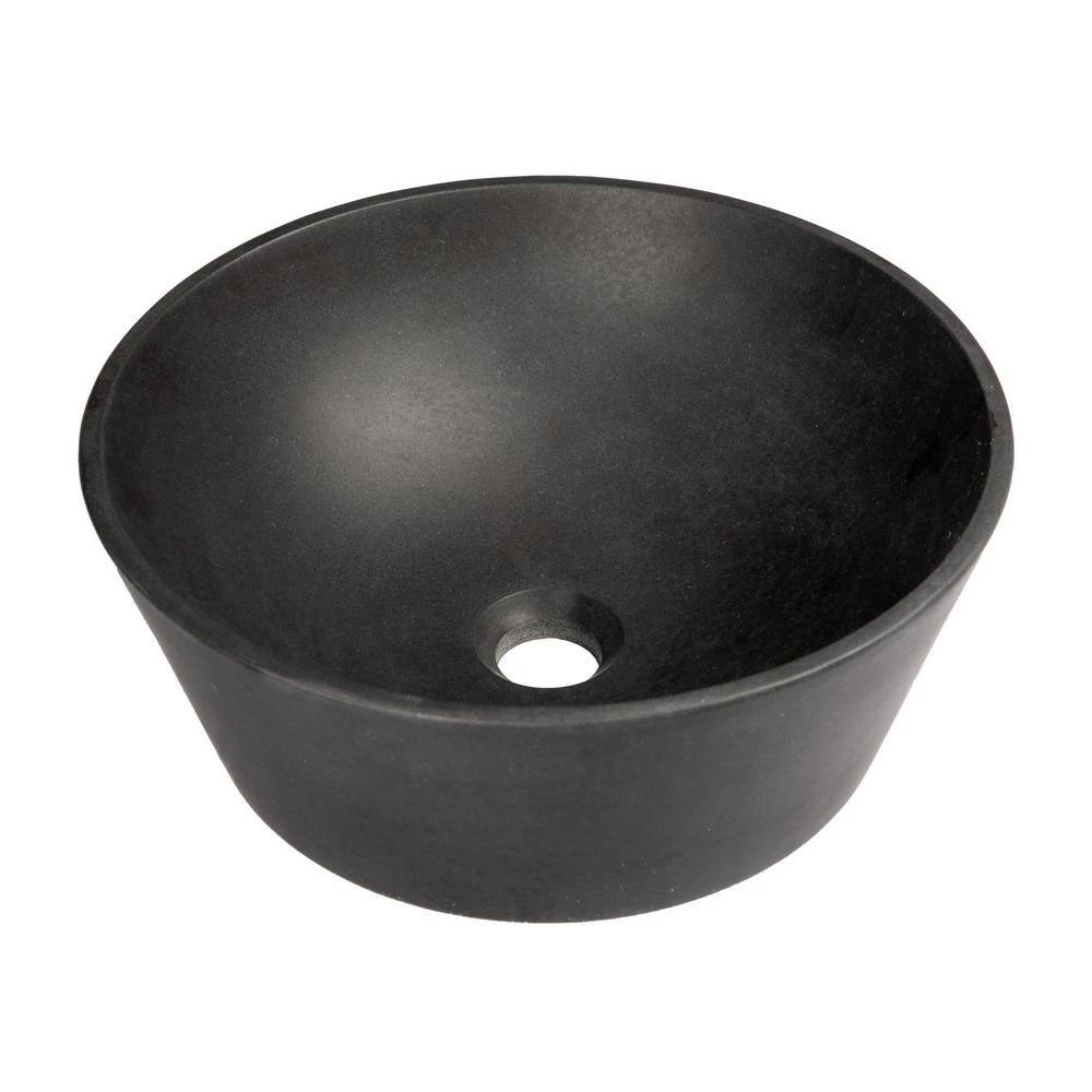 Eden Bath 16-in Round Stone Sloped Vessel Sink in Black Lava Stone 5 Eden Bath 16-in Round Stone Sloped Vessel Sink in Black Lava Stone - Image 3