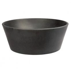 Eden Bath 16-in Round Stone Sloped Vessel Sink in Black Lava Stone