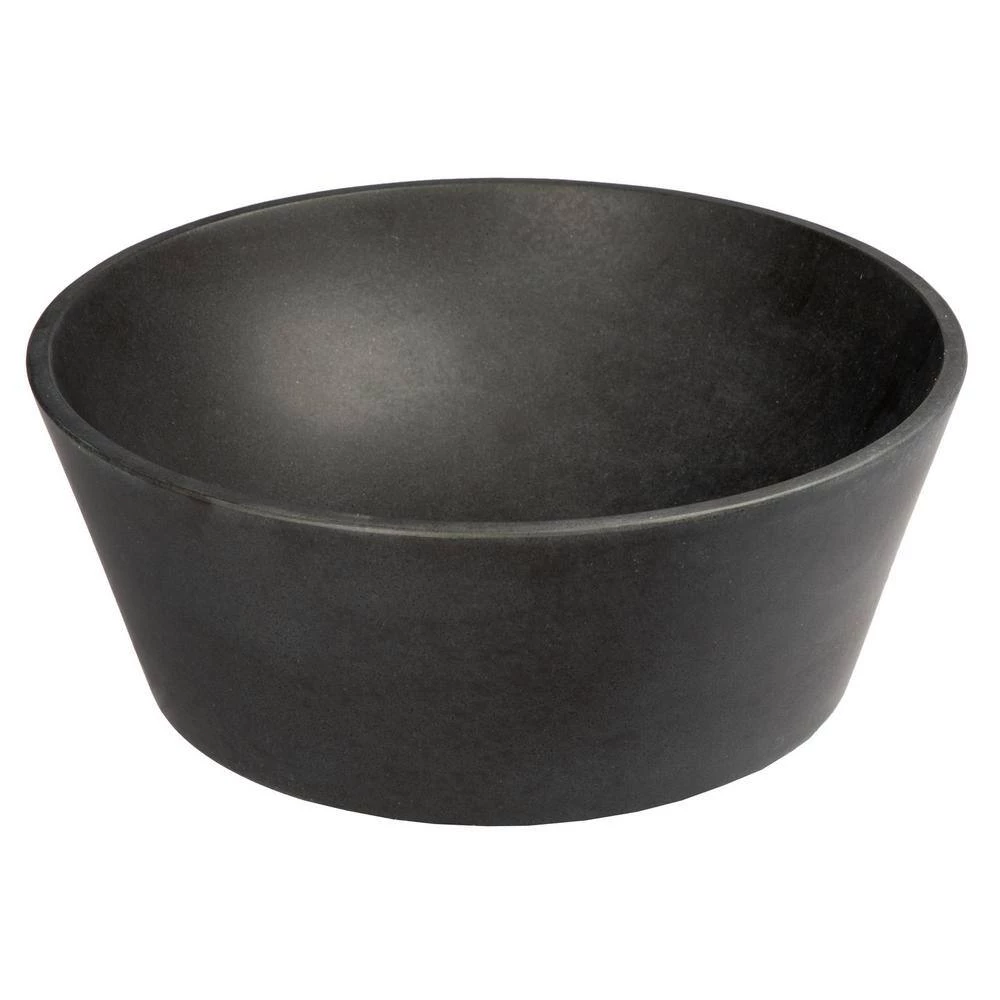 Eden Bath 16-in Round Stone Sloped Vessel Sink in Black Lava Stone 4 Eden Bath 16-in Round Stone Sloped Vessel Sink in Black Lava Stone - Image 2