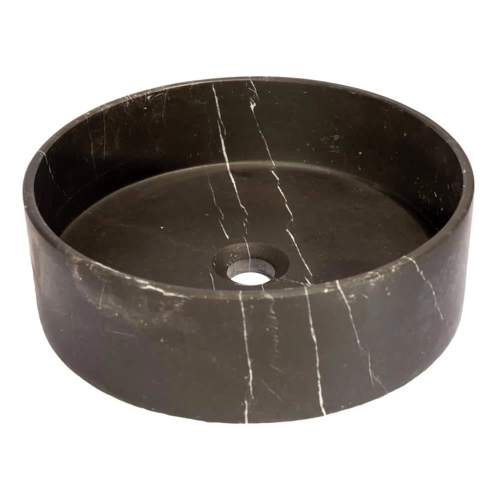 Eden Bath Thin Lip Column Nero Marquino Marble Round Vessel Sink 4 Eden Bath Thin Lip Column Nero Marquino Marble Round Vessel Sink - Image 2