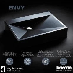 Karran Envy 25 in. Quartz Rectangular Vessel Sink in Black -Bathroom Sinks Sales black karran vessel sinks sqs100bl a0 1000
