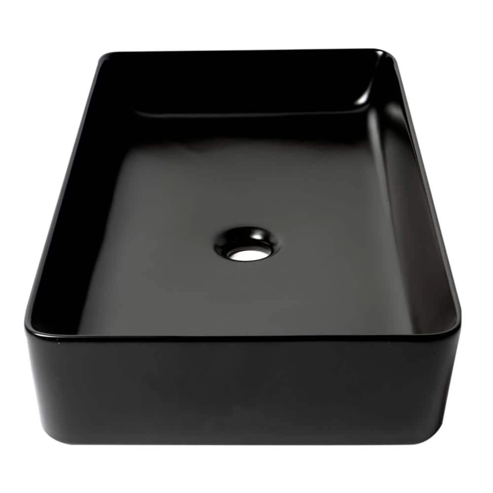 ALFI BRAND 24 in. Above Mount Porcelain Rectangular Vessel Sink in Black Matte 7 ALFI BRAND 24 in. Above Mount Porcelain Rectangular Vessel Sink in Black Matte - Image 5