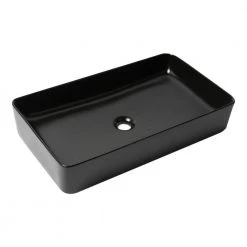 ALFI BRAND 24 in. Above Mount Porcelain Rectangular Vessel Sink in Black Matte 12 ALFI BRAND 24 in. Above Mount Porcelain Rectangular Vessel Sink in Black Matte -Bathroom Sinks Sales black matte alfi brand vessel sinks abc902 bm 4f 1000