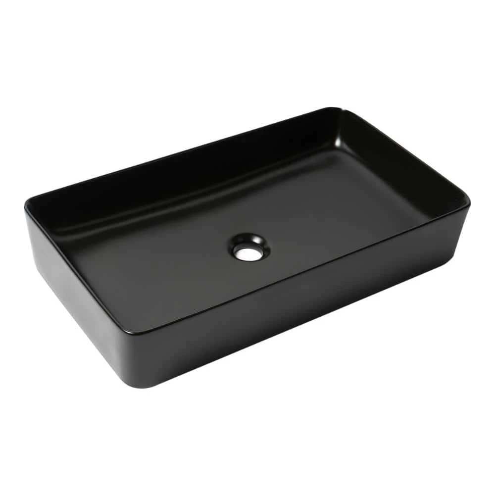 ALFI BRAND 24 in. Above Mount Porcelain Rectangular Vessel Sink in Black Matte 5 ALFI BRAND 24 in. Above Mount Porcelain Rectangular Vessel Sink in Black Matte - Image 3