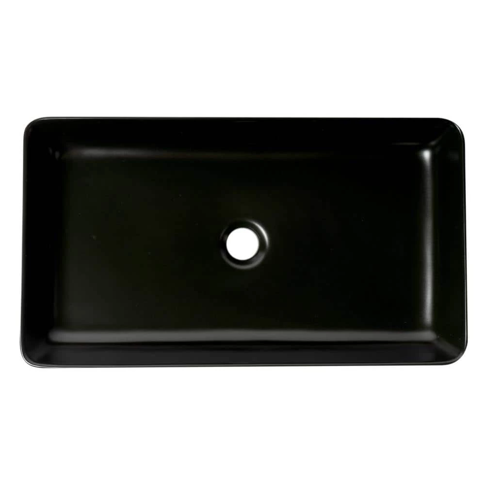 ALFI BRAND 24 in. Above Mount Porcelain Rectangular Vessel Sink in Black Matte 9 ALFI BRAND 24 in. Above Mount Porcelain Rectangular Vessel Sink in Black Matte - Image 7