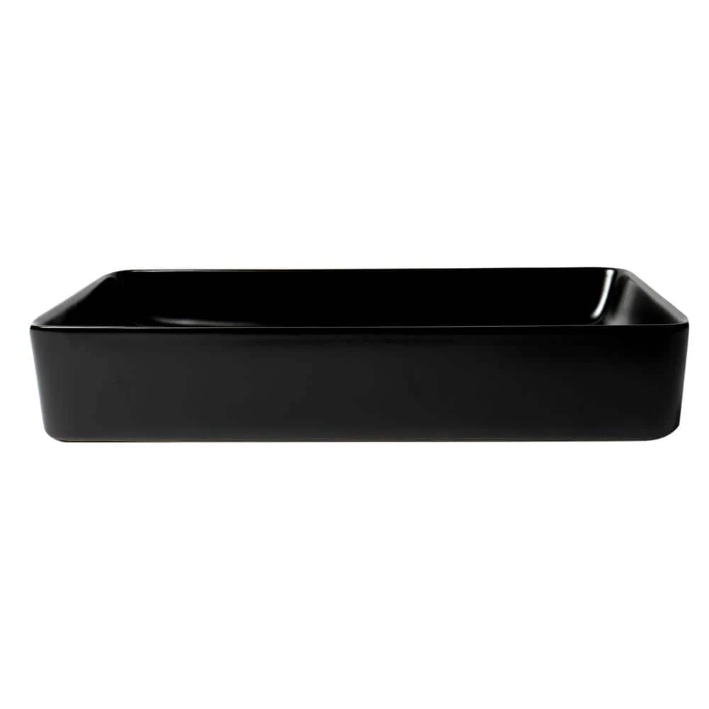 ALFI BRAND 24 in. Above Mount Porcelain Rectangular Vessel Sink in Black Matte 8 ALFI BRAND 24 in. Above Mount Porcelain Rectangular Vessel Sink in Black Matte - Image 6