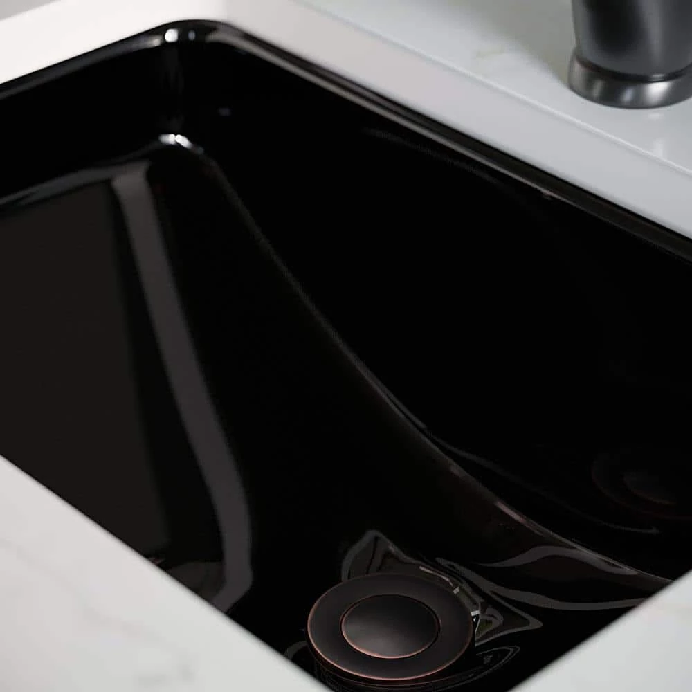 MR Direct 20-3/4 in. Undermount Bathroom Sink in Black with White SinkLink and Pop-Up Drain in Antique Bronze 5 MR Direct 20-3/4 in. Undermount Bathroom Sink in Black with White SinkLink and Pop-Up Drain in Antique Bronze - Image 3