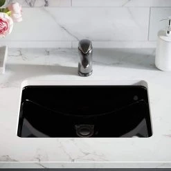 MR Direct 20-3/4 in. Undermount Bathroom Sink in Black with White SinkLink and Pop-Up Drain in Antique Bronze