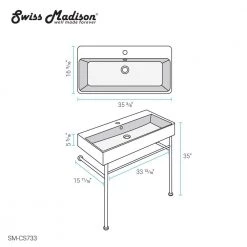 Swiss Madison Carre 36 in. Ceramic Console Sink White Basin Black Legs 22 Swiss Madison Carre 36 in. Ceramic Console Sink White Basin Black Legs -Bathroom Sinks Sales black swiss madison console sinks sm cs733 c3 1000