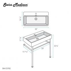 Swiss Madison Claire 30 in. Ceramic Console Sink in Matte Black Basin Black Legs -Bathroom Sinks Sales black swiss madison console sinks sm cs782 c3 1000