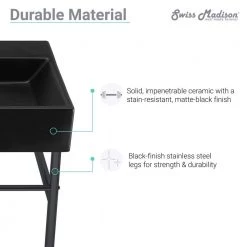 Swiss Madison Carre 36 in. Ceramic Console Sink in Matte Black Basin Black Legs 29 Swiss Madison Carre 36 in. Ceramic Console Sink in Matte Black Basin Black Legs -Bathroom Sinks Sales black swiss madison console sinks sm cs783 31 1000