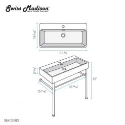 Swiss Madison Carre 36 in. Ceramic Console Sink in Matte Black Basin Black Legs 28 Swiss Madison Carre 36 in. Ceramic Console Sink in Matte Black Basin Black Legs -Bathroom Sinks Sales black swiss madison console sinks sm cs783 76 1000
