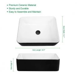 TOOLKISS 18.9 in. Ceramic Rectangular Vessel Sink in Black with Faucet -Bathroom Sinks Sales black toolkiss vessel sinks kd lw20 006 1f 1000