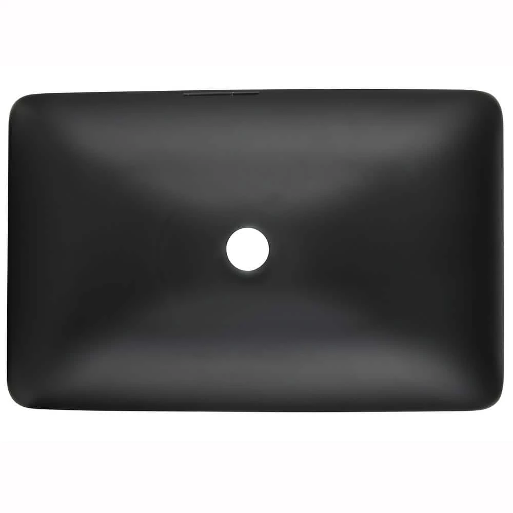 Tunuo Glass Rectangular Vessel Bathroom Sink in Black Set with Black Faucet and Pop-Up Drain in Black 4 Tunuo Glass Rectangular Vessel Bathroom Sink in Black Set with Black Faucet and Pop-Up Drain in Black - Image 2