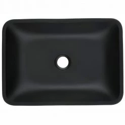 Tunuo Black Glass Rectangular Bathroom Vessel Sink with Black Faucet and Pop-Up Drain in Black -Bathroom Sinks Sales black vessel sinks sf mb02 4f 1000