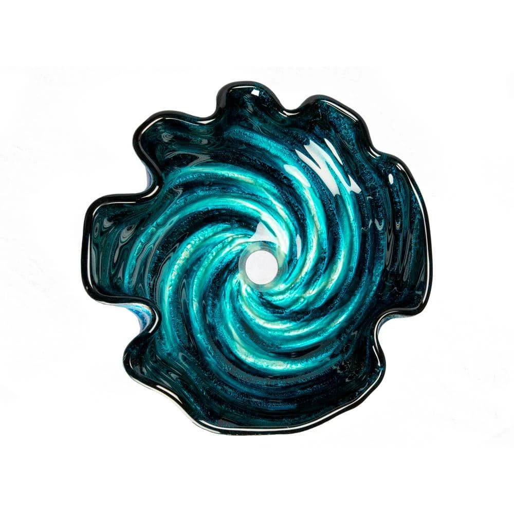 Eden Bath Caribbean Wave Glass Vessel Sink in Blue 5 Eden Bath Caribbean Wave Glass Vessel Sink in Blue - Image 3